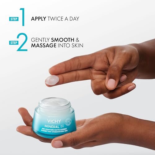 VICHY Minéral 89 Matte Sorbet Face Moisturizer For Oily Skin, Mattifying Moisturizer, Hyaluronic Acid + Niacinamide + Salicylic Acid, Shine Control, Non-Greasy Refreshing Gel Moisturizer
