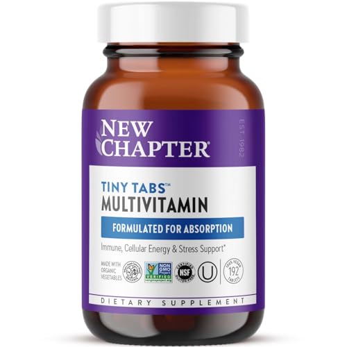 New Chapter Tiny Tabs Multivitamin with 20+ Nutrients for Immune, Cellular Energy & Stress Support, Including Vitamin D3 + B Vitamins, 192 Count