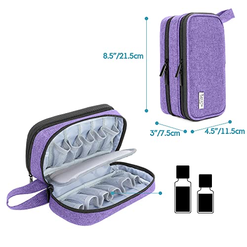 Luxja Essential Oil Carrying Case - Holds 12 Bottles (5ml-15ml, Including Roller Bottles), Portable Double-Layer Organizer for Essential Oil and Accessories, Purple