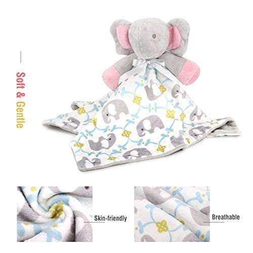 Zooawa Elephant Loveys for Babies Unisex for 1 2 3 4 5 6 Months Security Blanket Soft Stuffed Animal Elephant Baby Stuff Lovie Snuggle Blanket, Soothing Plush Toys Baby Gift for Newborn, Colours