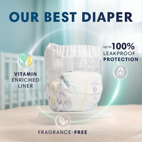 Pampers Pure Protection Baby Diapers, Size 0 (>10 lbs), 76 Count, Up to 100% Leakproof, Premium Plant-Based Skin Protection, Hypoallergenic Soft Diapers