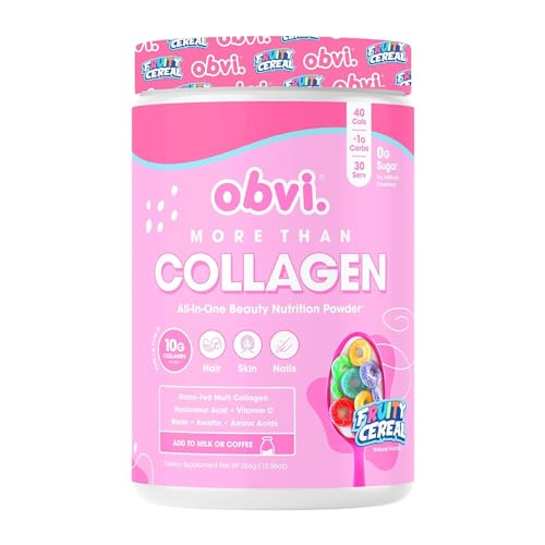 Obvi More Than Collagen Powder | Supports Healthy Hair, Skin, Nails, Joints, Gut | Grass-Fed Multi Collagen Supplement with Hyaluronic Acid, Biotin, Keratin | Fruity Cereal, 30 Servings