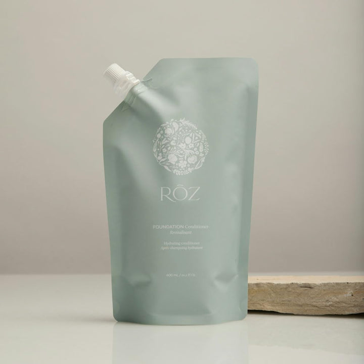 ROZ Foundation Conditioner Refill | BPA-Free Pouch | Hydrating and Repairing with Ceramides and Peptides | Vegan, Silicone, Paraben, SLS-Free | Strengthens and Nourishes | Sustainable Hair Care