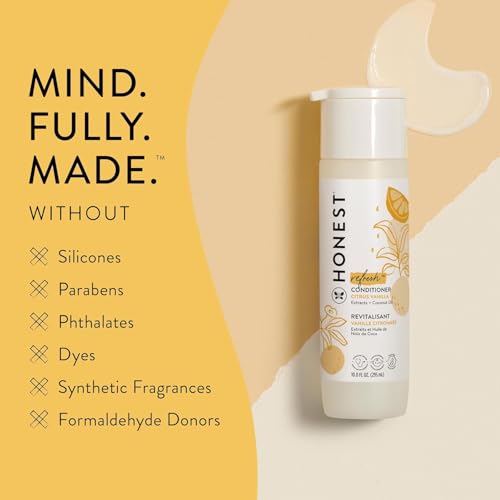 The Honest Company Silicone-Free Conditioner | Gentle for Baby | Naturally Derived, Tear-free, Hypoallergenic | Citrus Vanilla Refresh, 10 fl oz