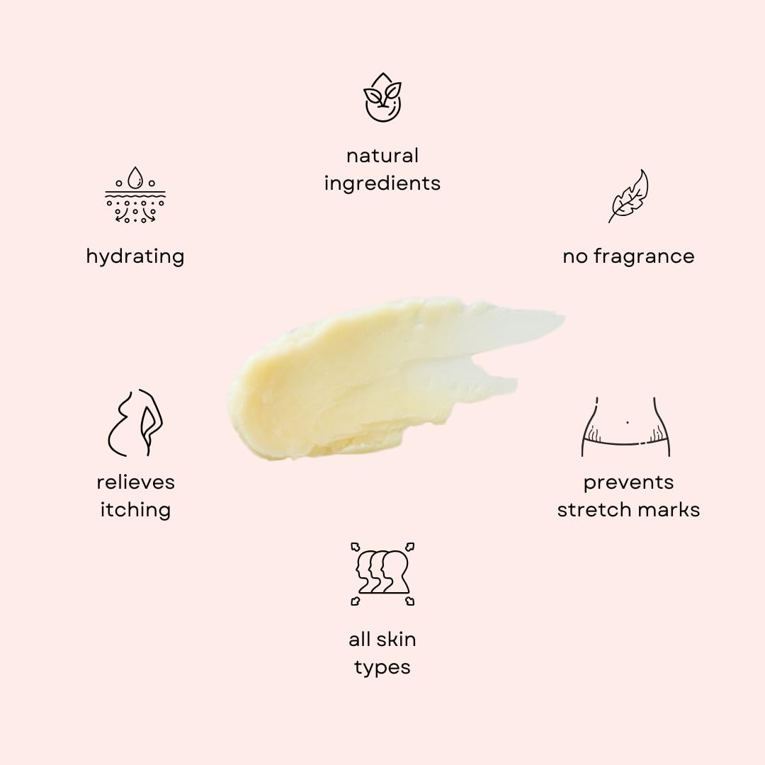 Organic Belly Butter for Pregnancy Stretch Mark Prevention and Treatment by Irene Organics - Award Winning Anti Stretch Mark Tummy Balm For Pregnancy and Postpartum 4oz - Hydrating Bump Cream