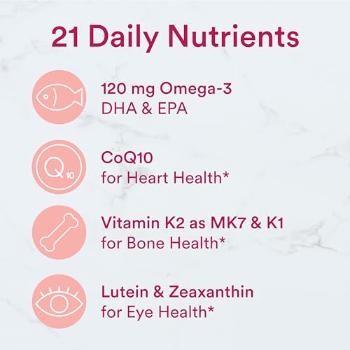 SmartyPants Multivitamin Gummy for Women 50 and Over: Omega 3 Fish Oil (EPA/DHA), Methylfolate, CoQ10, Vitamin D3, C, Vitamin B12, B6, A, K & Zinc, Biotin, Gluten Free, 120 Count (30 Day Supply)