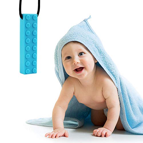 Ecklace and Pencil Topper for Kids Teething Silicone Chewing Necklace Chewing Biting(4 Pieces)