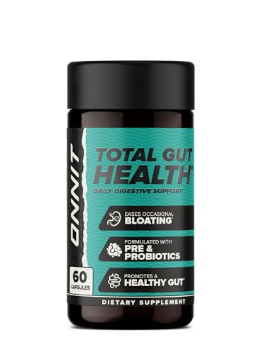 ONNIT Total Gut Health - Complete Daily Probiotics & Digestive Enzyme Supplement for Women & Men - 5 Strains of Probiotics, Prebiotics, Enzymes, Betaine HCL - Capsules - (60ct)
