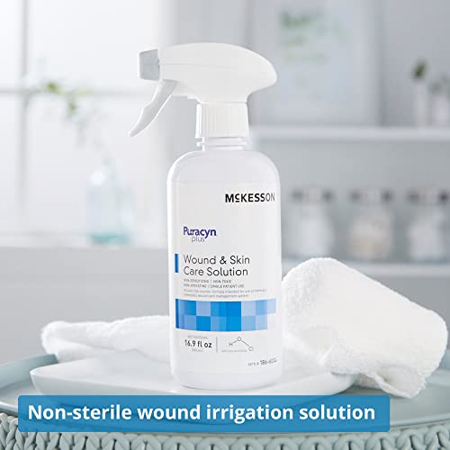 McKesson Puracyn Plus Wound Care Cleanser Spray, 16.9 oz [1 Count] First Aid Wash Solution for Minor Injuries, Cuts, Burns, Scrapes, Sores, Alcohol-Free