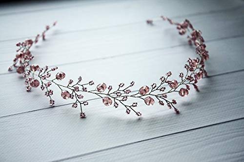 Artio Bride Wedding Hair Vine Accessory Hair Piece Beaded Bridal Headpiece for Women and Girls (Purple)
