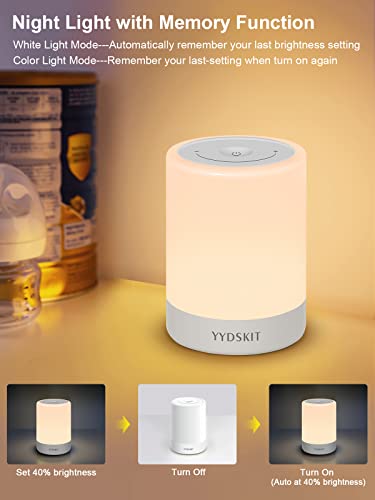 YYDSKIT Baby Night Light, Nursery Night Lamp for Breastfeeding, Portable Nightlight for Kids Toddlers Bedroom, Warm & Soft Bedside Lamp, Touch Control, Rechargeable, Lasting Up to 100Hours
