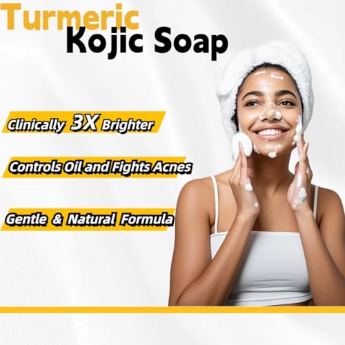 Uselective Kojic Acid & Turmeric Soap Bar for Dark Spot removal - Skin Lightening Soap with Vitamin C, Retinol, Shea Butter & Lemon Oil - for Face, Body, Underarms - SLS Free, for Oily & Dry Skin