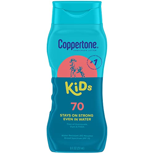 Coppertone Kids Sunscreen Lotion SPF 70, Water Resistant Sunscreen for Kids, 8 Fl Oz Bottle