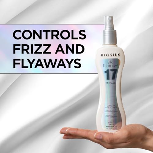 BioSilk Silk Therapy Miracle 17 Leave-In Conditioner, Reconstructs & Repairs Dry & Damaged Hair, Sulfate, Paraben, & Cruelty-Free, 5.64 Oz