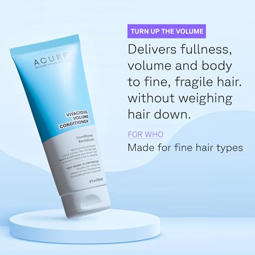 Acure Vivacious Volume Conditioner | Mint & Echinacea Volume Regimen: Lift and Nourish Fine, Fragile Hair for Fullness and Body, 8 Fl Oz