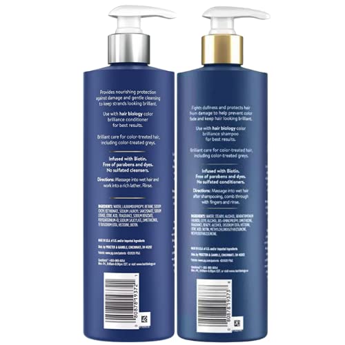 HB Hair Hair Biology Color Brilliance Shampoo and Conditioner SET. 12.8 fl oz each Bottle. With Biotin Vivid & Protected for Gray or Color Treated Hair.