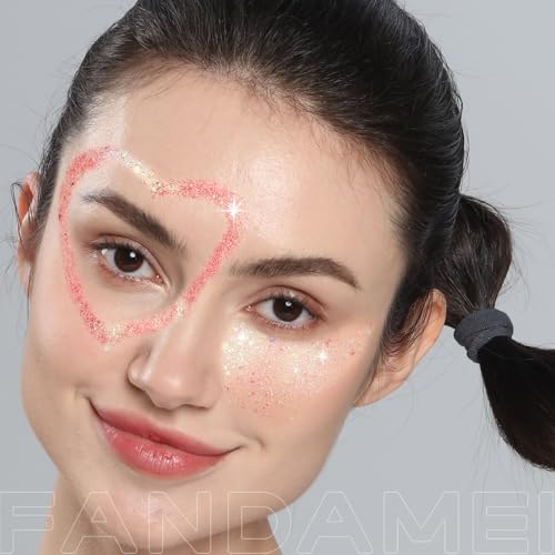 FANDAMEI Face Glitter, Body Glitter for Women, 2 Glitter Palette 8 Colors Glitter Gel for Face, Hair Glitter & Face Glitter for Kids, Fairy Rave Mermaid Glitter Makeup, Glitter for Face, Face Sparkles