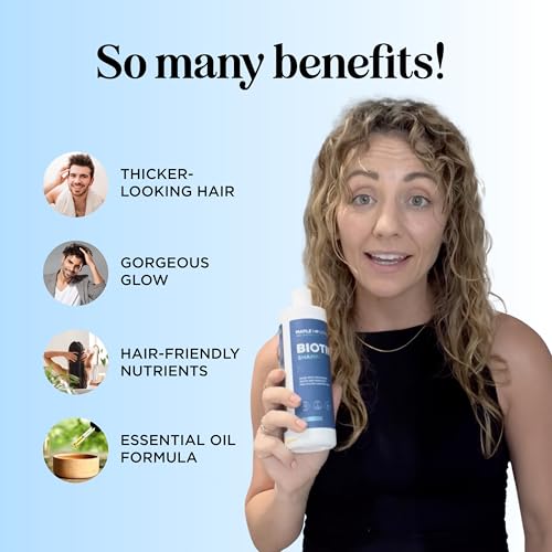 Rosemary and Biotin Shampoo for Thinning Hair - Vegan Volumizing Shampoo for Fine Hair with Argan and Tea Tree Oil - Paraben Silicone and Sulfate Free Shampoo for Dry Damaged Weak and Thin Hair Care