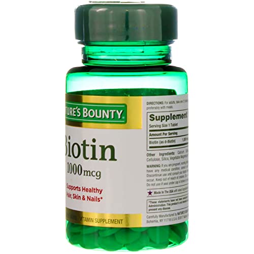 Nature's Bounty Energy Health Biotin Coated Tablets, 1000 mcg, 100 Ct (1 Pack)