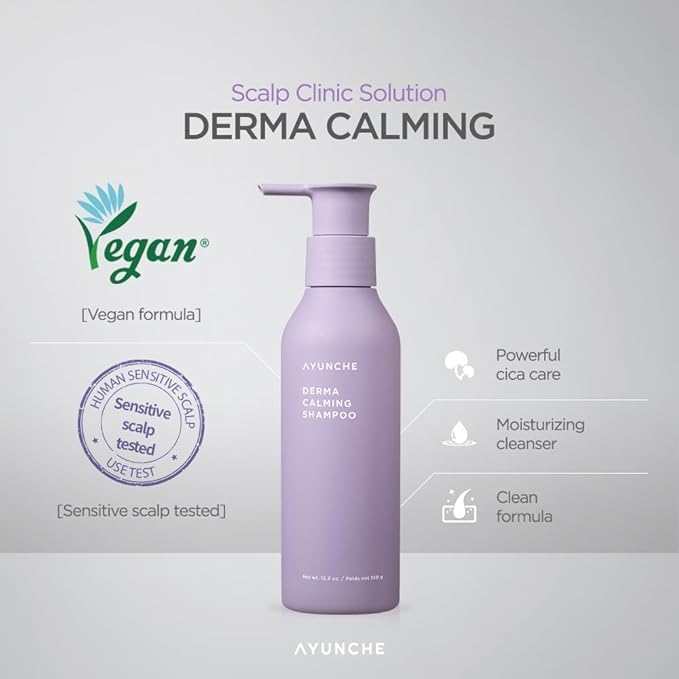 AYUNCHE Derma Calming Vegan Shampoo 1.76oz + Hair Mask 1oz Mini Kit [For Dry & Sensitive Scalp] | Gentle Hydrating Scalp Care | Strengthen Scalp Barrier | Korean Salon Brand
