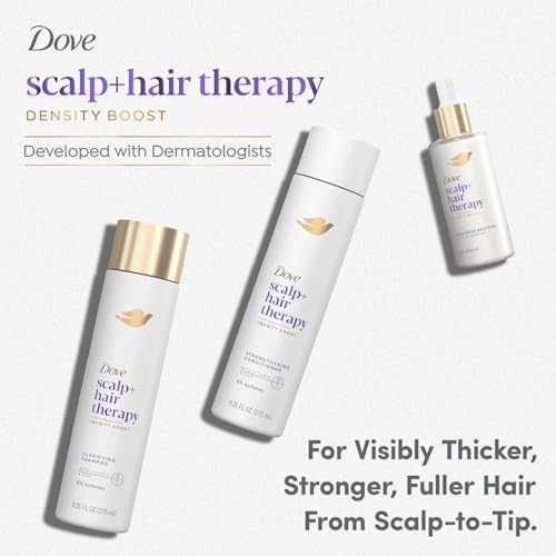 Dove Scalp + Hair Therapy Set – Clarifying Shampoo, Strengthening Conditioner + Fullness Restore Scalp Serum for Volumizing & Reviving Fine Hair (3 Piece Set)