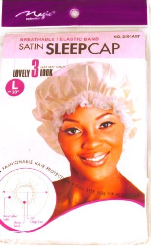 White, Satin Sleeping Cap, Breathable and Comfortable Material, Elastic Band, Large Size 20