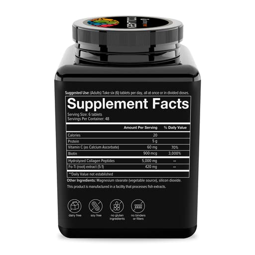 Youtheory Men's Collagen - 5,000 mg Collagen - Daily Collagen Supplements for Men - Hair & Skin Support* - Gluten, Soy & Dairy Free - 290 Tablets