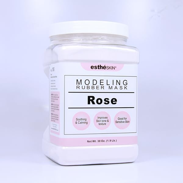 estheSKIN Peel Off Type Modeling Rubber Mask Powder Jar for Facial Skin Care Treatment (30oz) 850g, Measuring Spoon Included (30oz, 106.Rose)