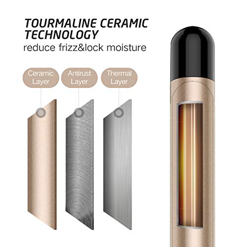 3/4 Inch Curling Iron Professional, Ceramic Tourmaline Curl Wand Barrel, Hair Curler Iron for Short Hair,Glove Include, Glove Include, Gold