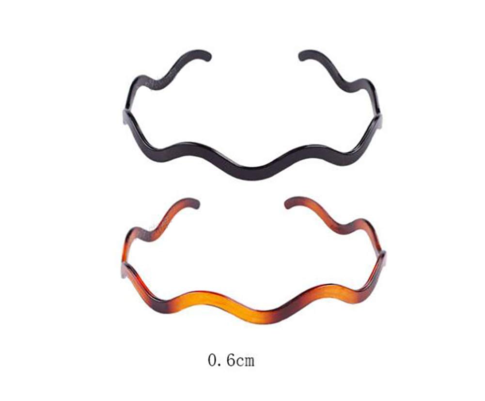 2PCS Women Hard Plastic Headband Hair Hoop Black and Brown High-grade Headwear Hairband