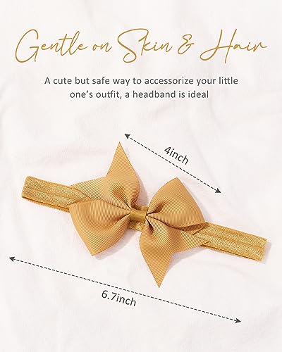jollybows 40pcs Baby Girls Hair Bows Headbands Grosgrain Ribbon Hair Band Accessories for Infants Newborn Toddler (4In)