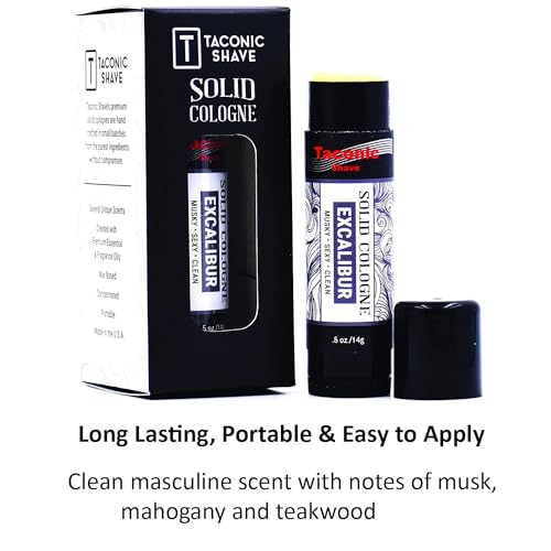 Excalibur Solid Cologne for Men by Taconic Shave - Musky, Sexy, Clean - Classic Adventurous Masculine Scent - Easy Application