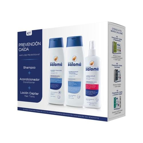 Maria Salome Hair Loss Prevention kit of Shampoo 13.5 fl.oz. - Conditioner 13.5fl.oz. - Lotion 11.8 fl.oz. Natural Products for Thinning Hair