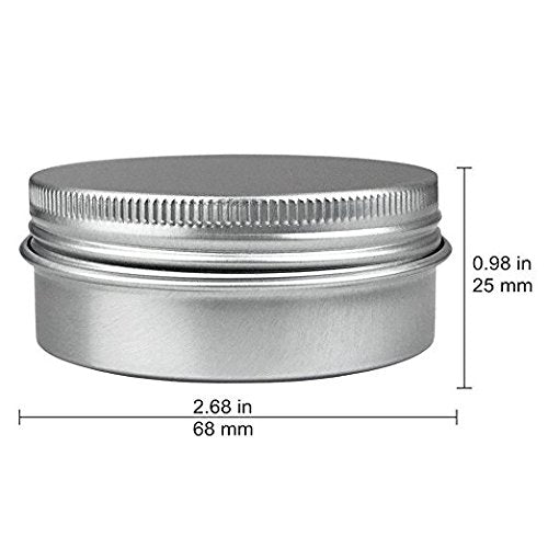 JOYWEE 24 Pack, 2 Oz/60Ml: 24 Pack (2 Oz/60Ml) Screw Top Round Aluminum Tin Cans, Metal Tin Storage Jar Containers with Screw Cap for Lip Balm, Cosmetic, Candles, Salve, Make Up, Eye Sh