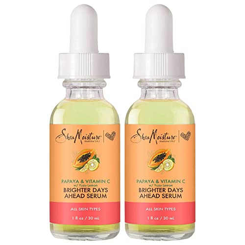 SheaMoisture Papaya & Vitamin C Face Serum, Brighter Days Ahead 2-Pack – For All Skin Types, Even Skin Tone, Glow Up Essentials, 1 Oz Ea