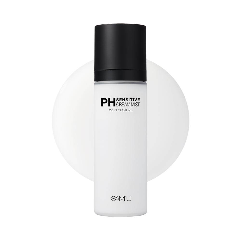 SAM'U PH Sensitive Cream Mist, Centella Face Mist, Hypoallergenic Facial Spray with Hyaluronic Acid & Ceramide, Hydrating & Quick Absorbing, Korean Skin Care for Dry & Sensitive Skin, 3.38 Fl. Oz