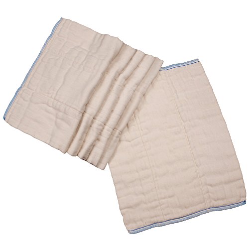 OsoCozy Prefolds Unbleached Cloth Baby Diapers, Size 1 (7-15 lbs), 6 Pack, Soft, Absorbent and Durable 100% Natural Cotton