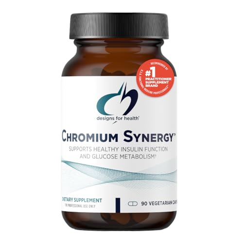 Designs for Health Chromium Synergy - Non-GMO Chromium Nicotinate Glycinate Chelate Supplement with Vanadium, Vitamin D, Manganese, Zinc + Taurine - Cinnamon Powder Base (90 Capsules)