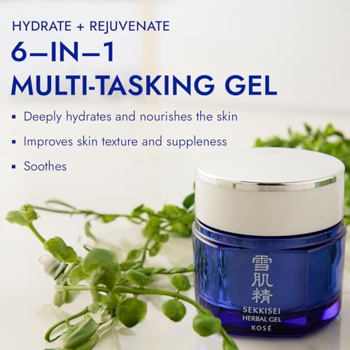 SEKKISEI Herbal Gel, Multi-Purpose 6 in1 benefits Hydrating Gel Moisturizer & Mask, 2.8 Ounce
