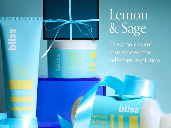 Bliss Lemon & Sage Trio: Soapy Suds Body Wash, Exfoliating Body Scrub & Lemon & Sage Body Butter – Hydrating & Nourishing for Soft, Radiant Skin