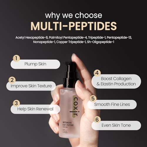 coxir INTENSIVE EGF PEPTIDE SERUM l EGF(Epidermal Growth Factor), Peptide, Niacinamide, Collagen l Firming l Korean Skincare (1.69 Fl Oz (Pack of 1))