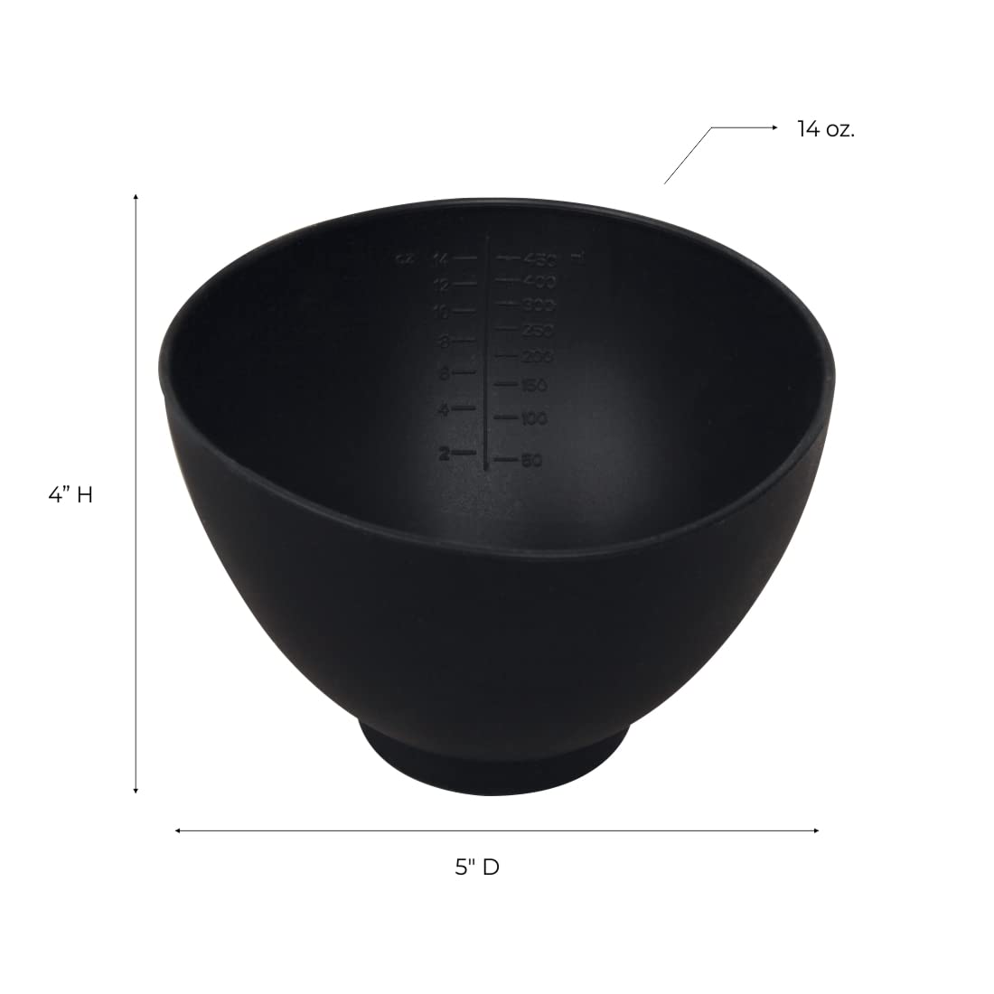 ForPro Silicone Mixing Bowl, Black, Flexible, Odorless, for Mixing Facials, Massage, Body & Other Products, 14 oz