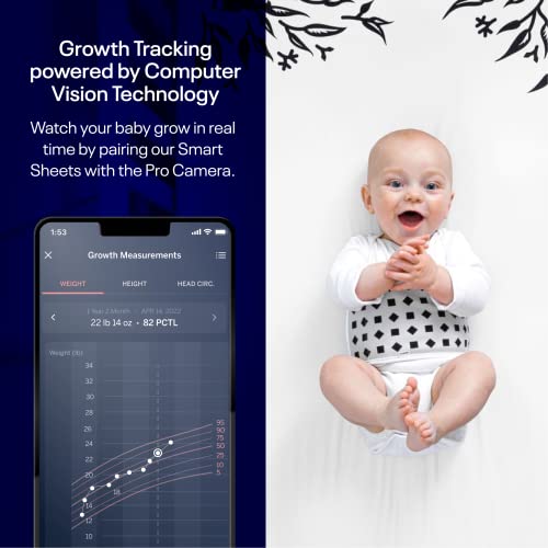 Nanit Smart Sheets, works with All Nanit Cameras to Measure Your Baby's Growth, 100% Cotton Fitted Sheets, Crib, White, One Size