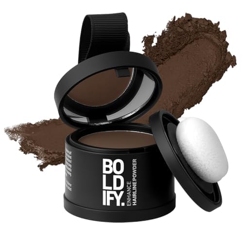 BOLDIFY Hairline Powder - Root Touch Up Hair Color for Gray Coverage - Bald Spot Concealing Hair Powder for Women & Men - 48-Hour Stain-Proof - Medium Brown