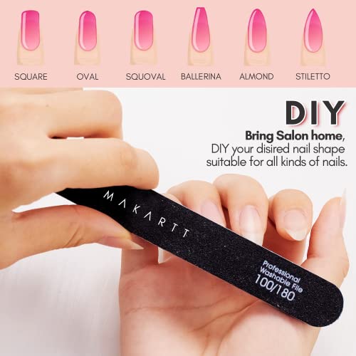 Makartt Nail File 100 180 Grit Emery Boards for Nails 10pcs Black Nail Files Professional Washable Doubled Sides Nail File Kit for Natural Acrylic Nails Coarse for DIY Salon Use