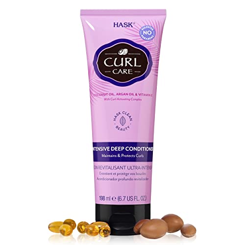 HASK CURL CARE Intensive Deep Conditioner Treatments for curly hair- vegan formula, cruelty free, color safe, gluten-free, sulfate-free, paraben-free