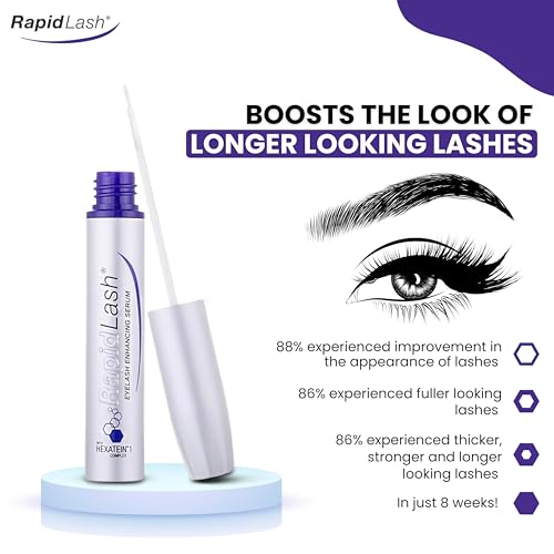 RapidLash Eyelash Enhancing Serum with HEXATEIN 1 Complex – Lash Serum for Eyelashes Conditioning & Hydrating – Longer-Looking, Fuller and Thicker Appearing Lashes – 3 mL / 0.1 fl oz