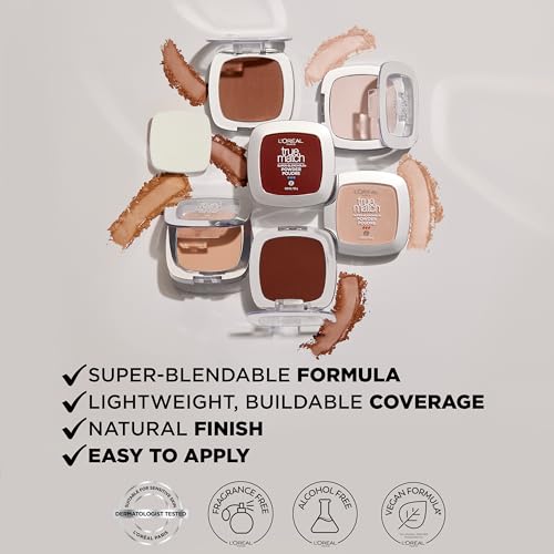 L'Oreal Paris True Match Super Blendable Oil Free Foundation Powder, N7 Medium Deep, 0.33 oz, Packaging May Vary