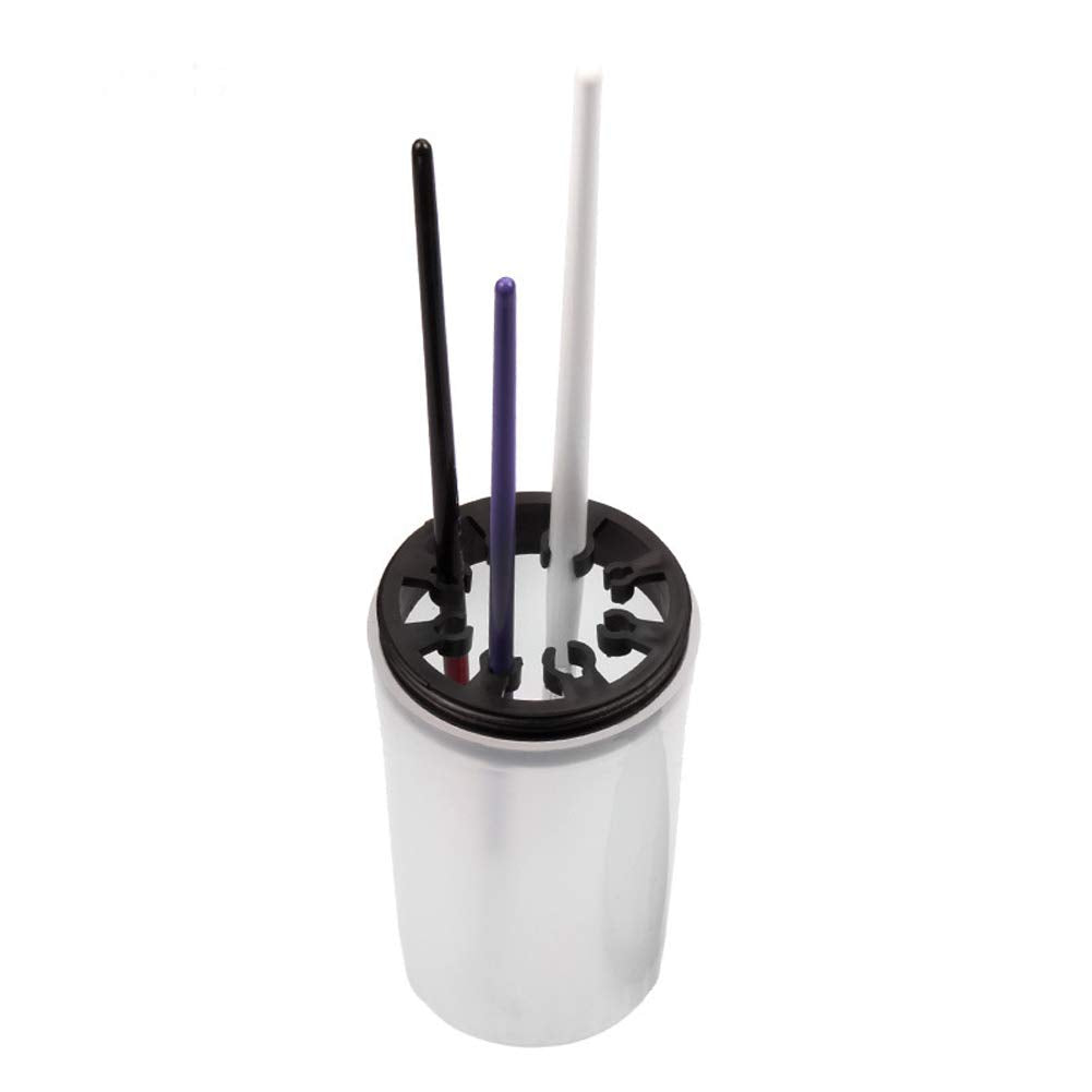 1 Piece Nail Art Brush Cleaner Cup Nail Art Tip Brushes Holder Remover Cup UV Gel Pen Polish Remover Cleanser Cup Immersion Brush Cleaner Pot Multiple Size Slots, Black Lid