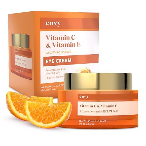 Envy Vitamin C & Vitamin E Under Eye Cream - Reduces Dark Circles, Puffiness & Fine Lines - Anti-Aging - Dermatologist Tested, Cruelty-Free Korean Skin Care for All Skin Types - 1.01 Oz